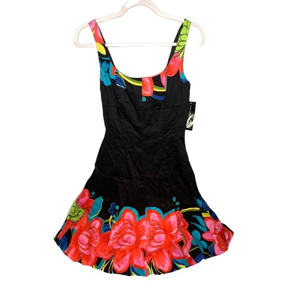 Nine West Dresses & Skirts - Nine West Sz 6 Women's Dress High Waist Sleeveless Fit And Flare Black & Floral